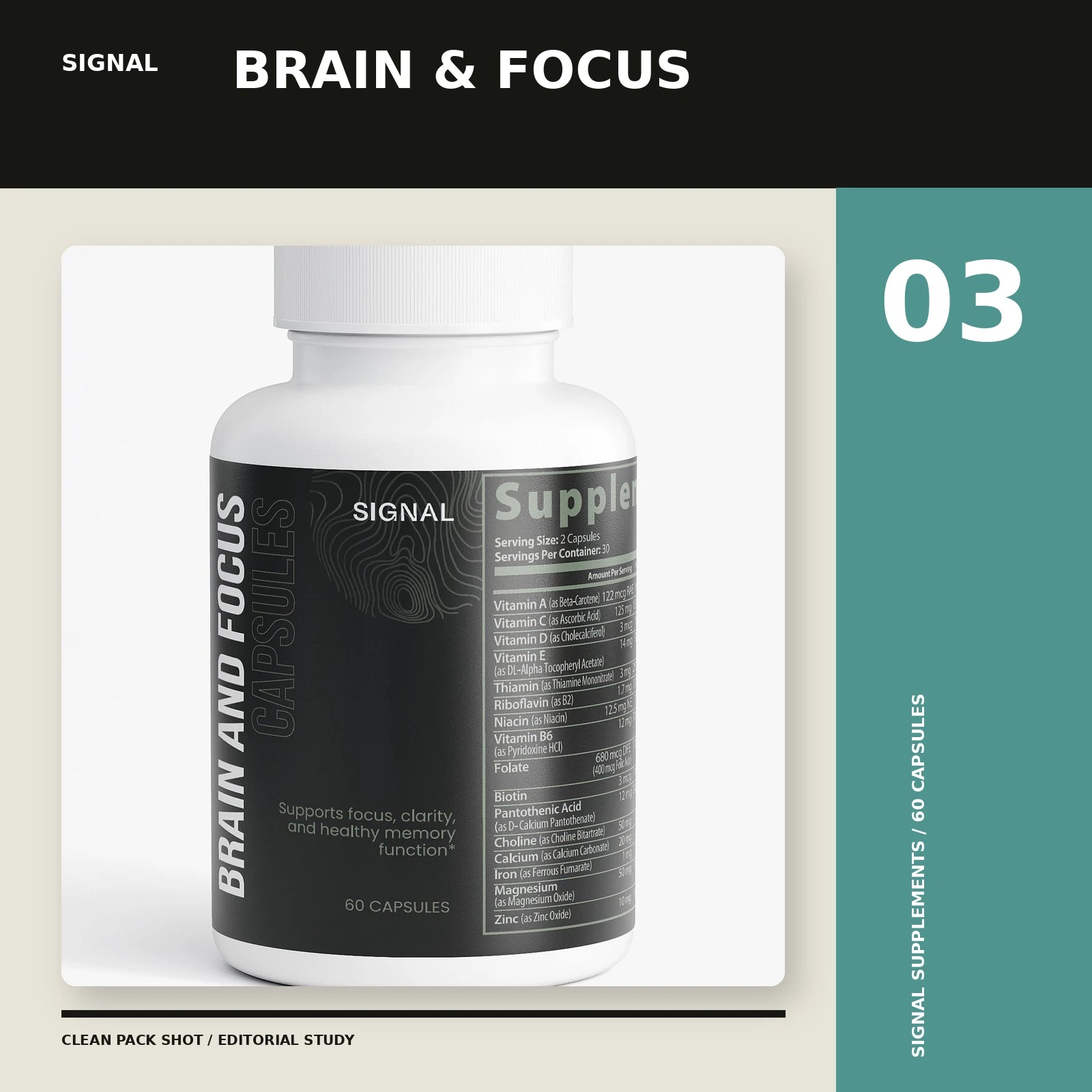 Brain & Focus Formula package in an original Signal composition, view 3