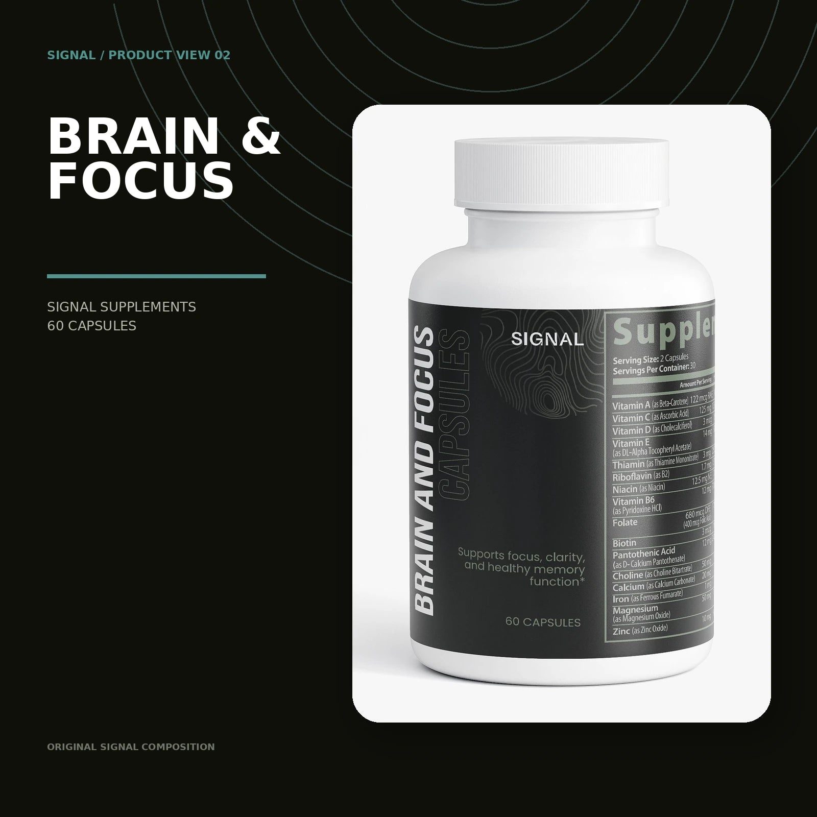 Brain & Focus Formula package in an original Signal composition, view 2